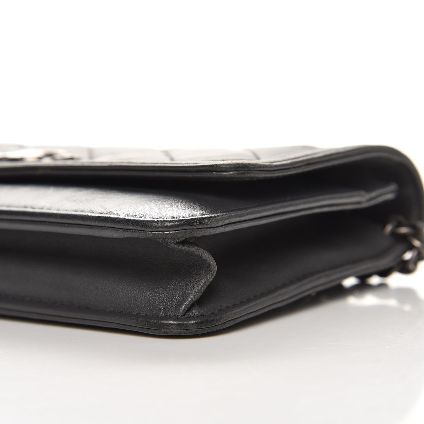 Lambskin Quilted Boy Wallet On Chain WOC Grey