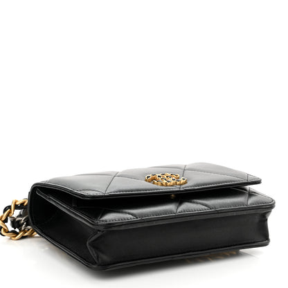 Chanel Lambskin Quilted Chanel 19 Wallet On Chain WOC Black 4 of 12
