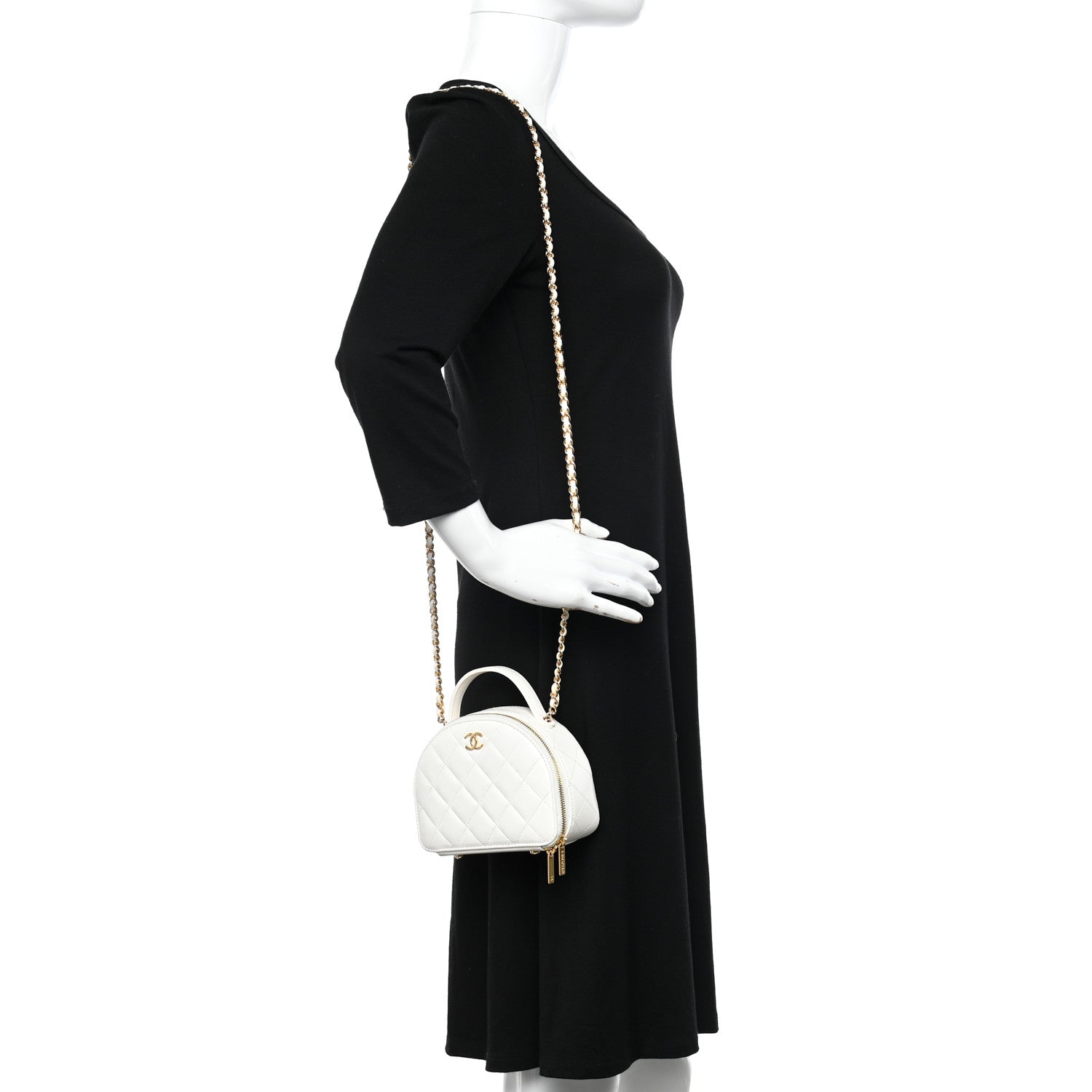 Chanel Lambskin Quilted Small Chic Riviera Top Handle Vanity Case White 2 of 11