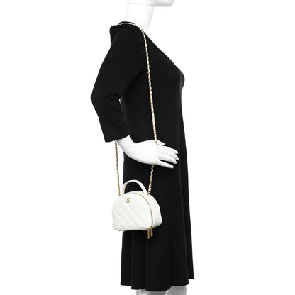 Chanel Lambskin Quilted Small Chic Riviera Top Handle Vanity Case White 2 of 11