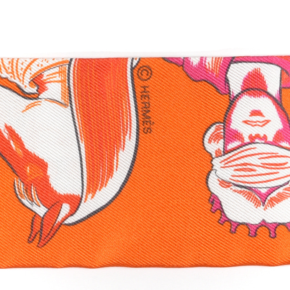 Hermes Silk Dress Code Twilly Orange Fuchsia White 3 of 4