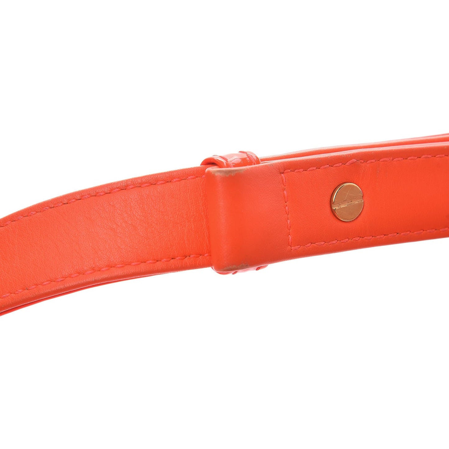 Patent Calfskin Quilted Small Boy Flap Orange