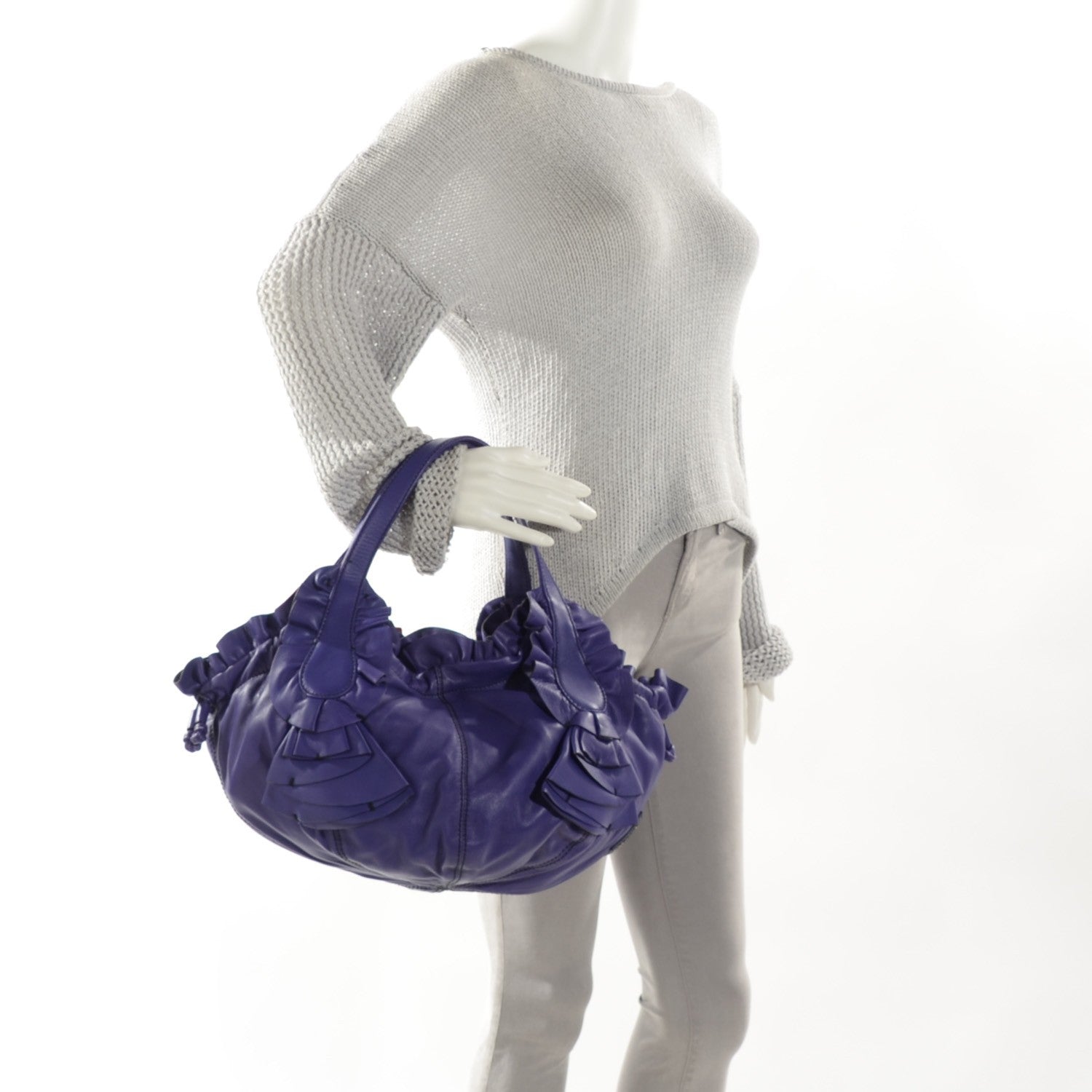 Valentino Garavani Nappa Ruffle Idylle Tote Violet 2 of 8