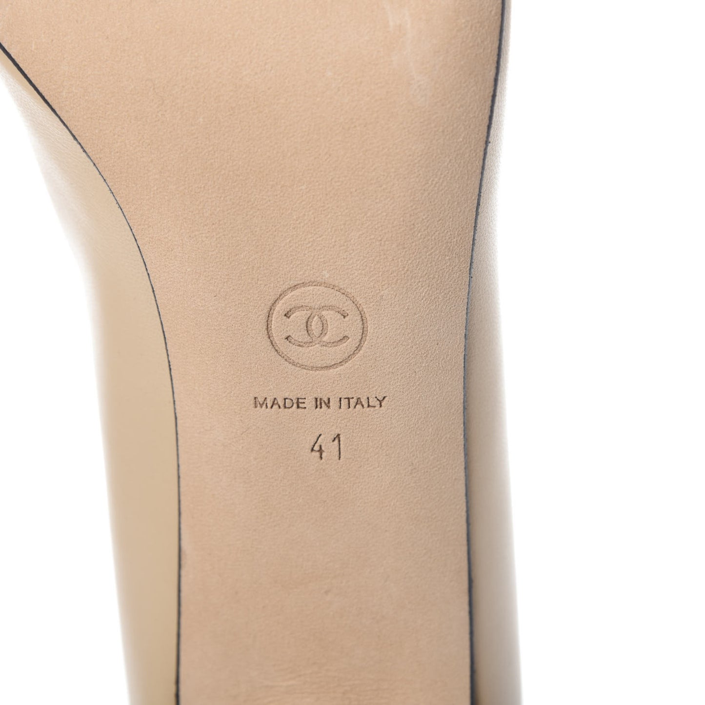 Lambskin Grosgrain Chain Cap Toe Pumps 41 Beige Black
