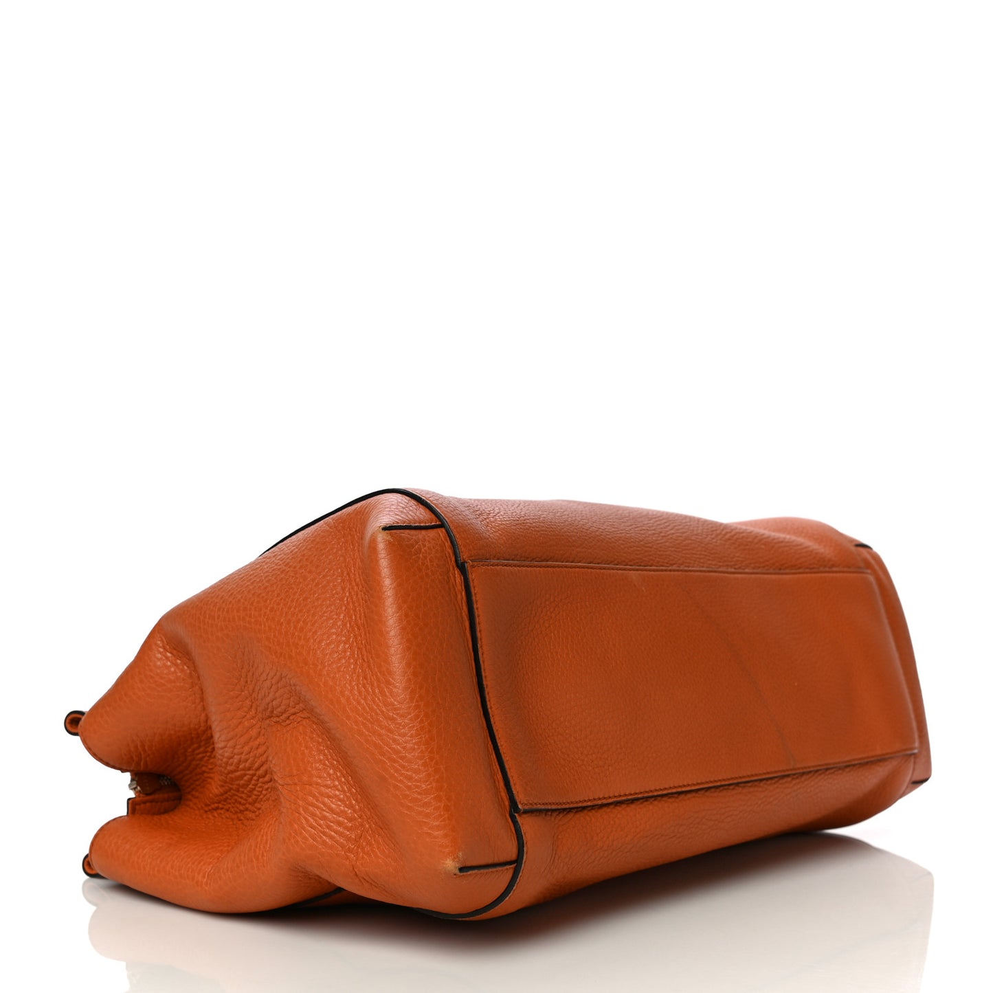 Pebbled Calfskin Large Lady Tassel Top Handle Bag Orange