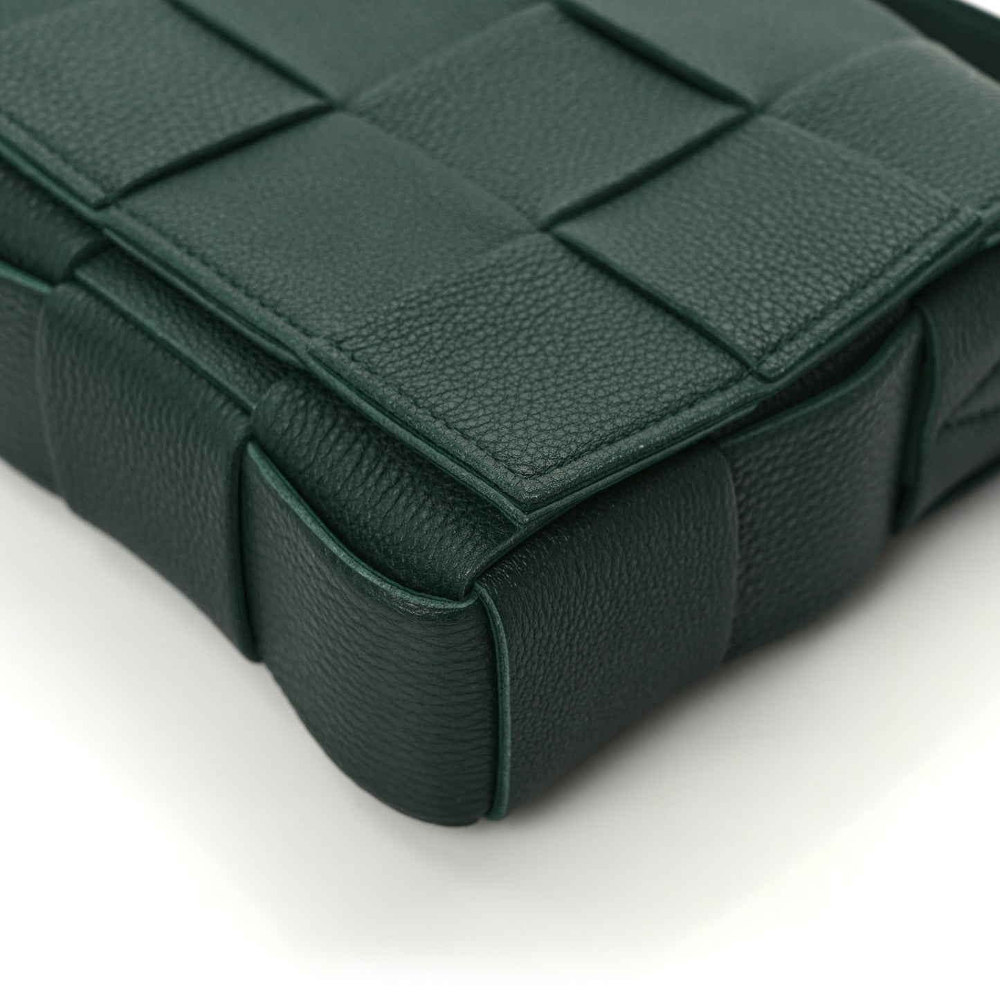 Grained Calfskin Maxi Intrecciato Cassette Crossbody Bag Raintree Green