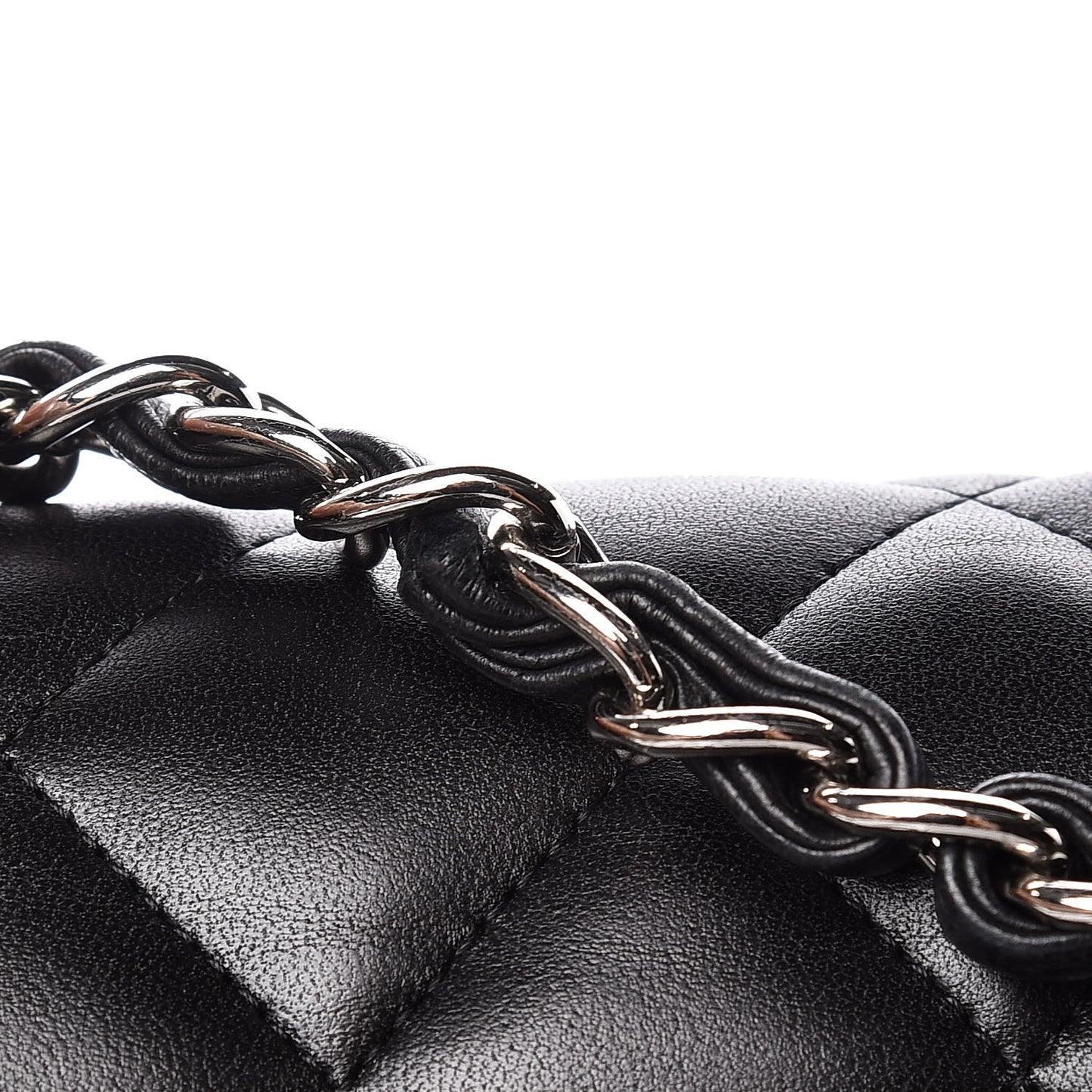 Lambskin Quilted Jumbo Double Flap Black