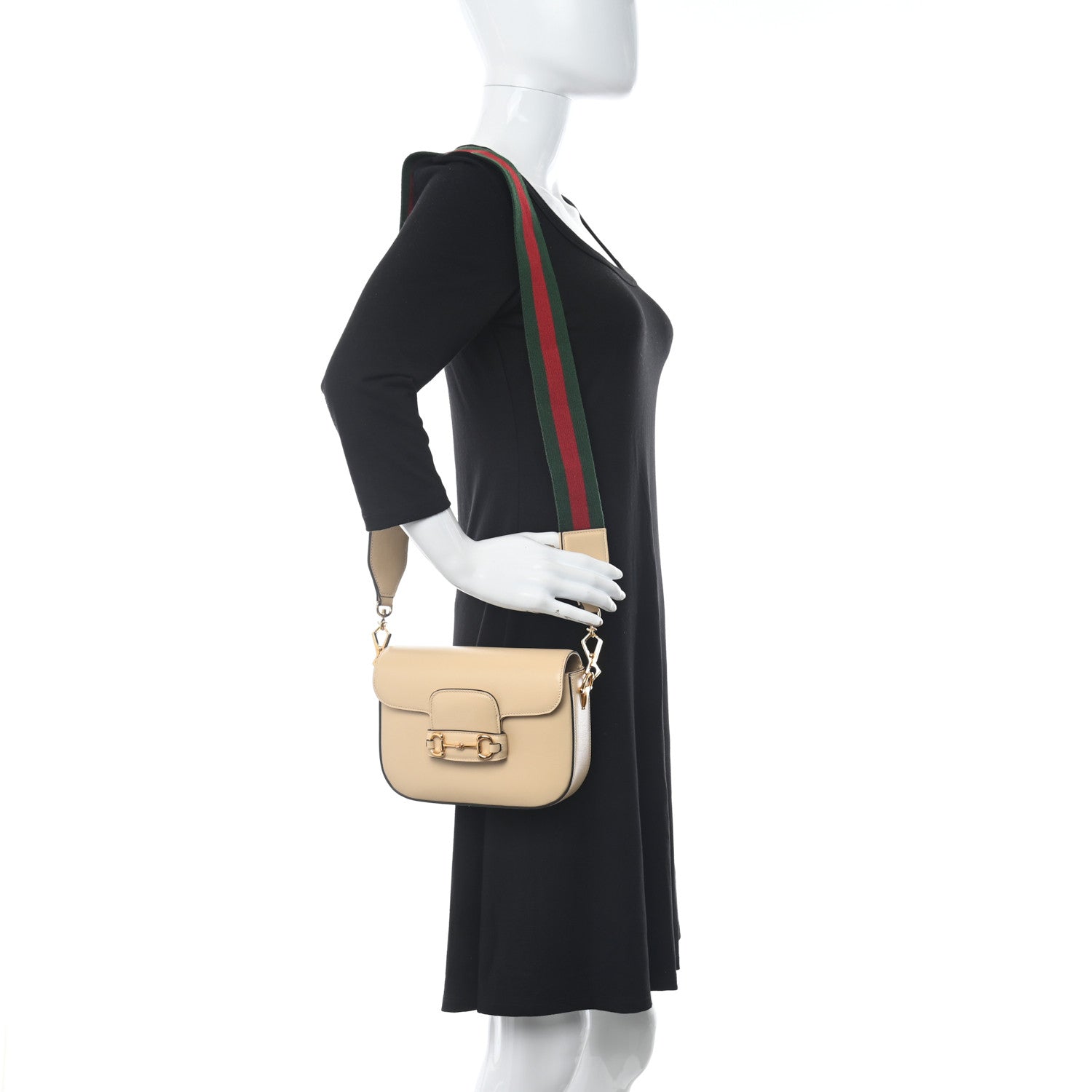 Gucci Azalea Calfskin Web Mini Horsebit 1955 Shoulder Bag Bubble Tea 2 of 10