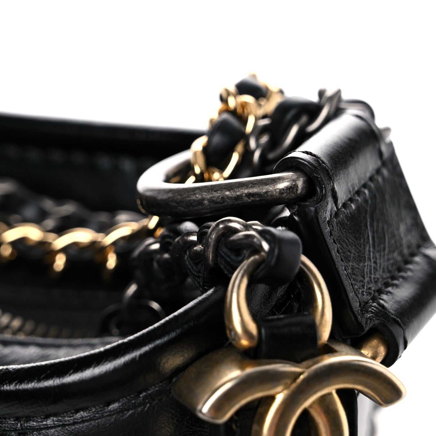 Chanel Aged Calfskin Quilted Small Gabrielle Hobo Black 13 of 14