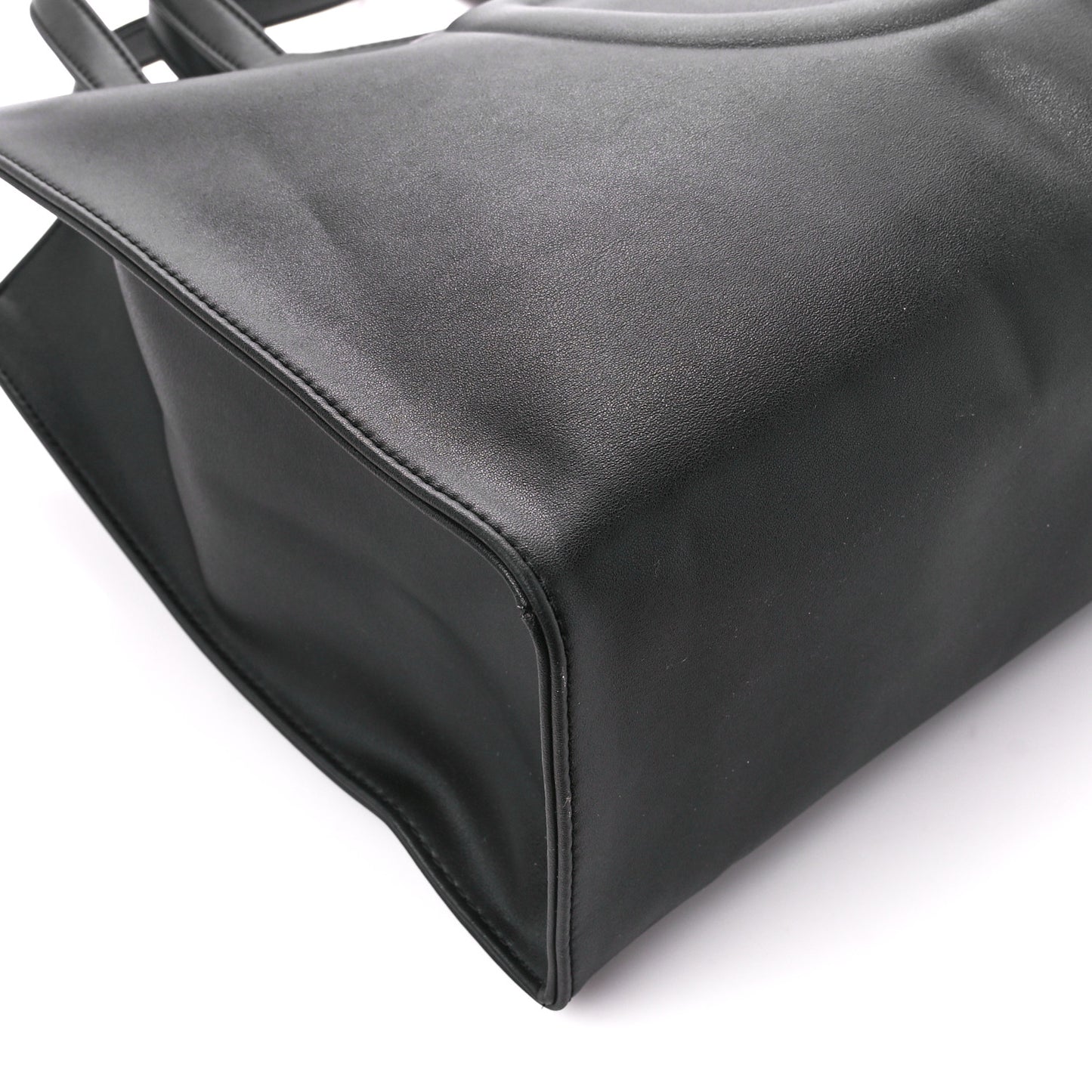 Vegan Leather Medium Shopping Bag Black