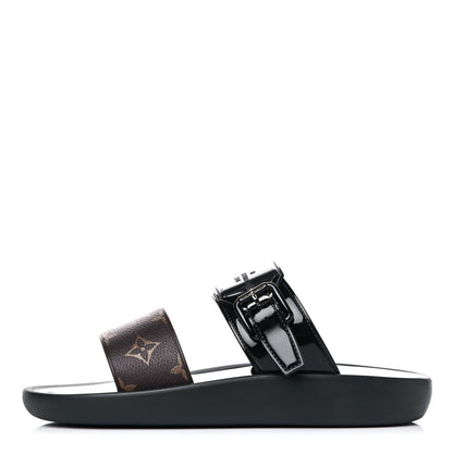Louis Vuitton Monogram Sunbath Flat Mule Sandals 38 Black 1 of 11