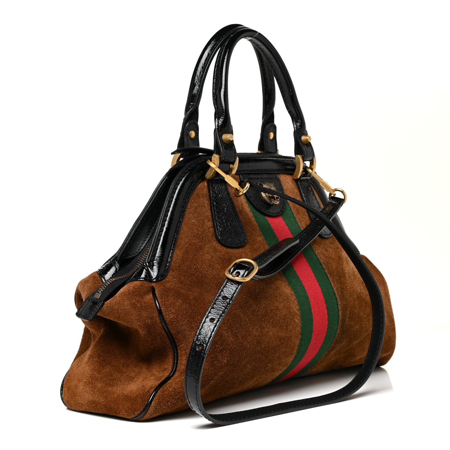 Gucci Suede Ophidia Medium Re(Belle) Top Handle Bag Nocciola Black 3 of 15