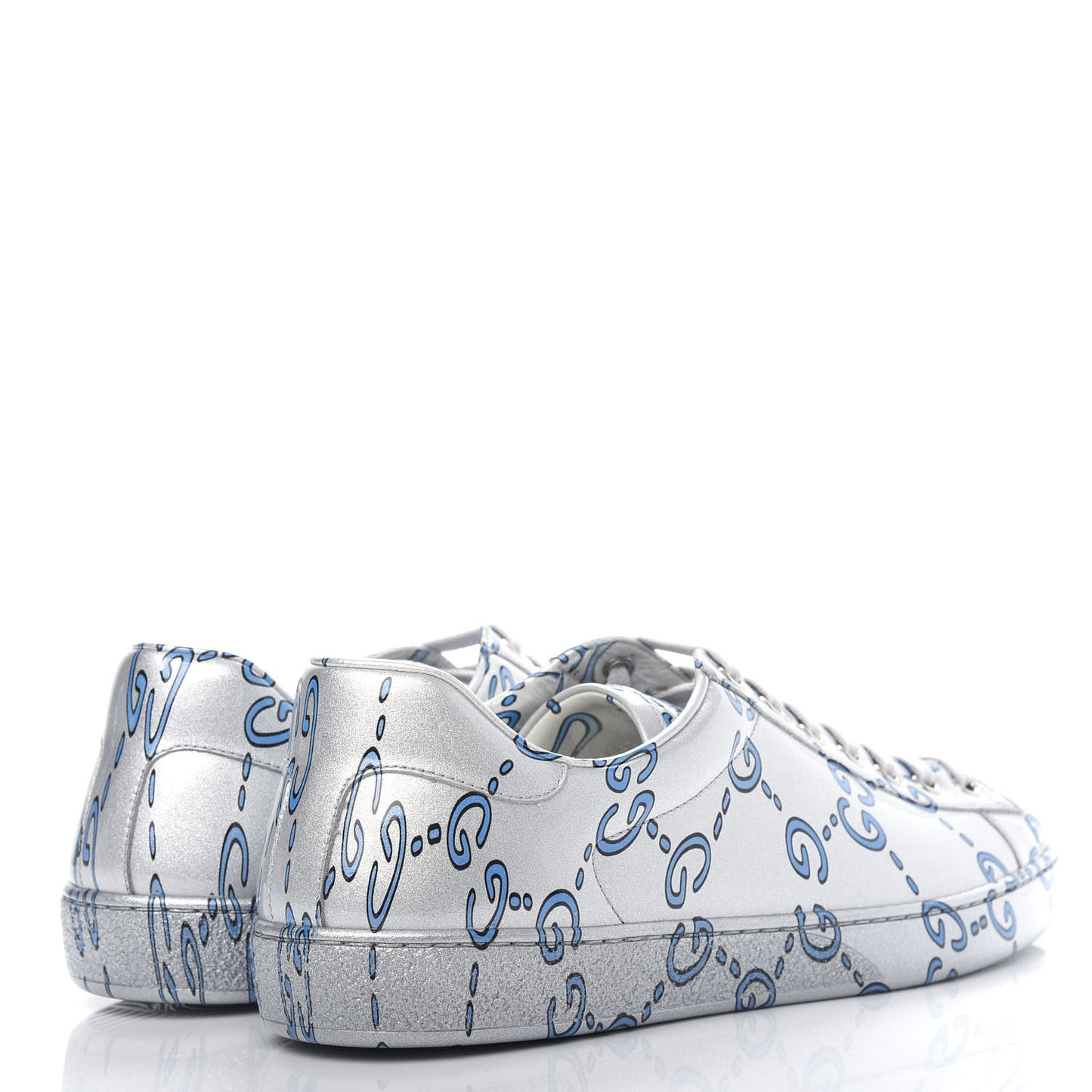 Miro Rubber Wax GucciGhost Print Mens New Ace Sneakers 9 Silver