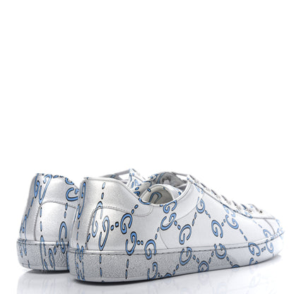 Gucci Miro Rubber Wax GucciGhost Print Mens New Ace Sneakers 9 Silver 4 of 12