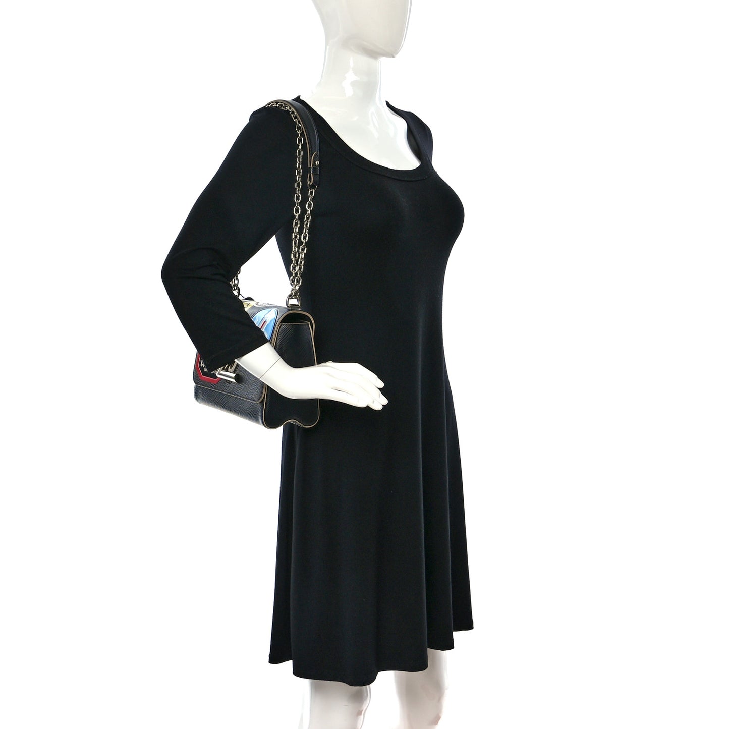 Epi Travel Stickers Twist Shoulder Bag MM Black