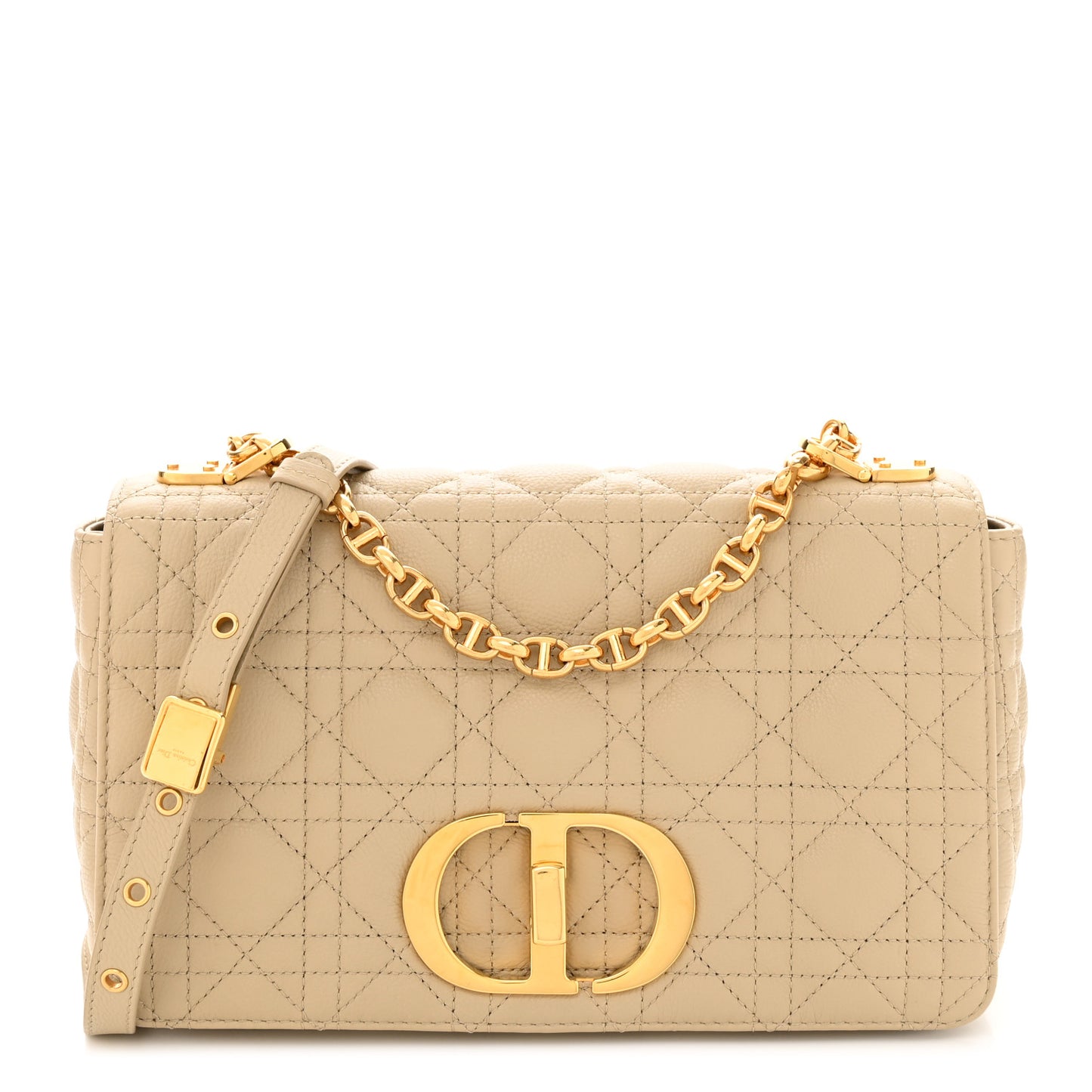 Supple Calfskin Cannage Medium Caro Bag Beige