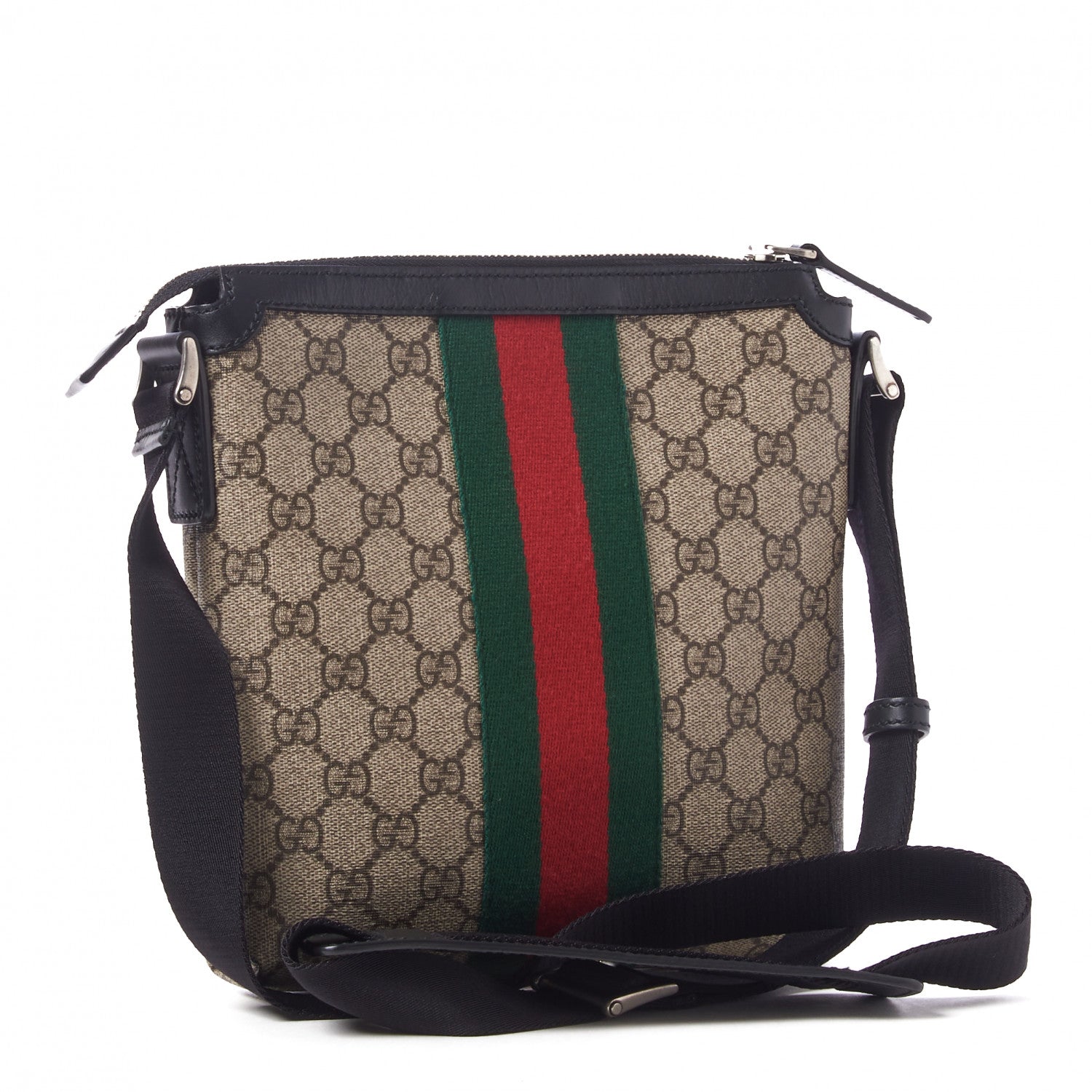 Gucci GG Supreme Monogram Web Messenger Bag Black 3 of 10