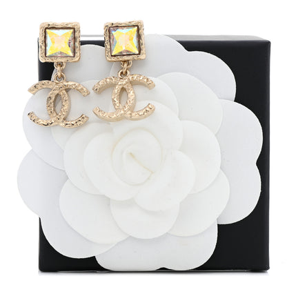 Chanel Iridescent Baguette Crystal CC Drop Earrings Gold 5 of 5