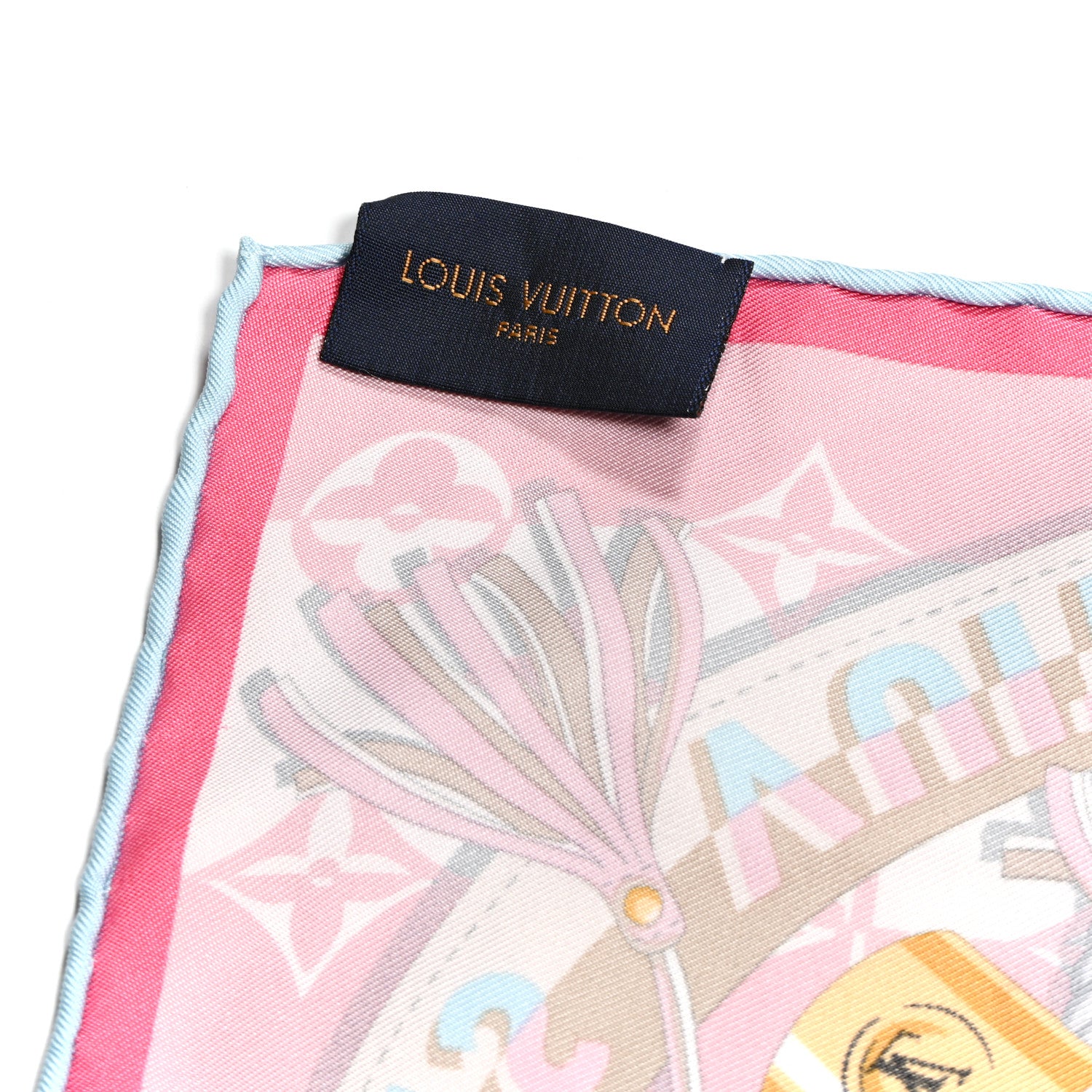 Y*a様 ②【極上美品】☆LOUIS VUITTON☆高級シルク100% ネクタ Louis Vuitton Silk Monogram Trunks And Bags Square Scarf