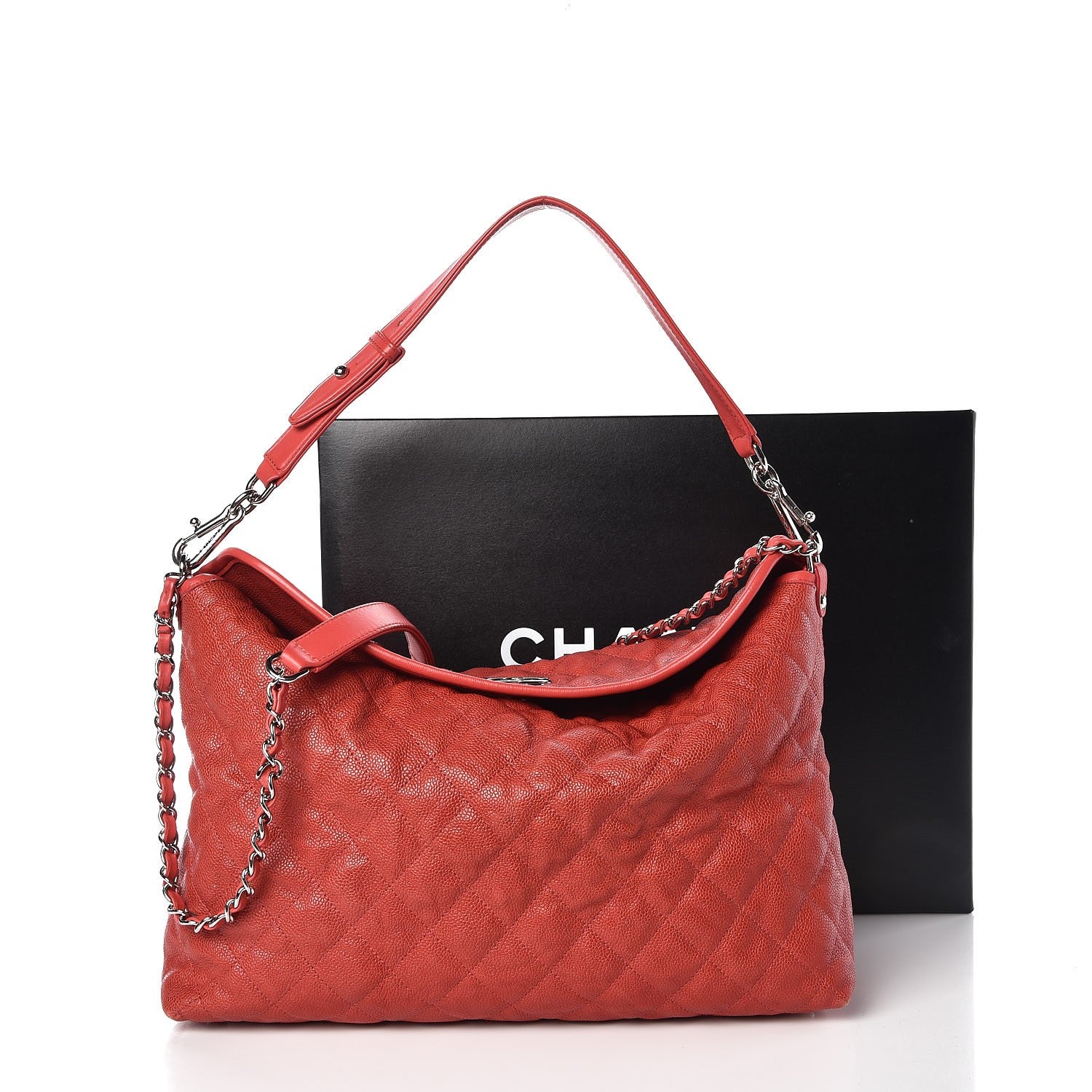 Chanel Caviar Quilted French Riviera Hobo Red 10 of 11
