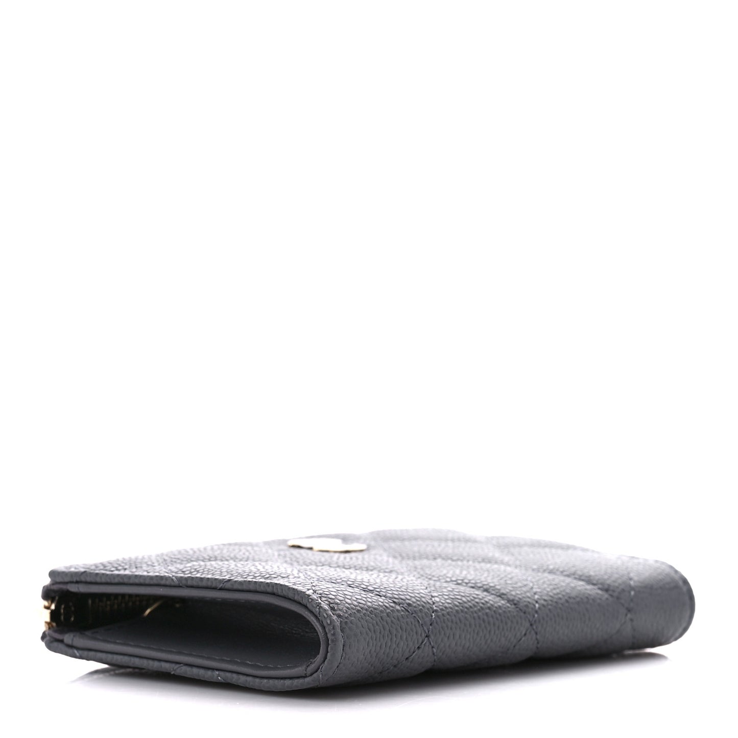Caviar Quilted Zipped Key Holder Case Gray