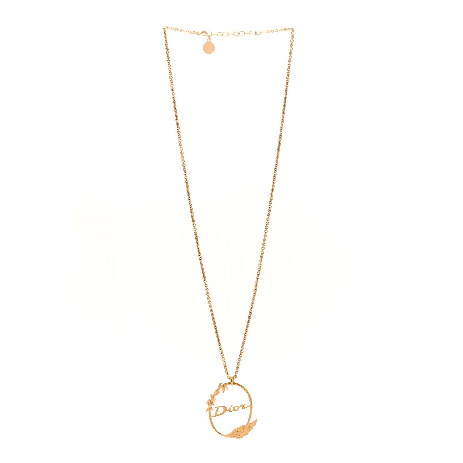 Christian Dior Circle Pendant Long Necklace Gold 3 of 5