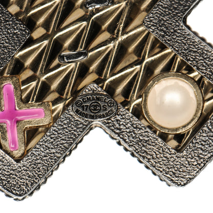 Chanel Metal Resin Cross Brooch Gold 5 of 6