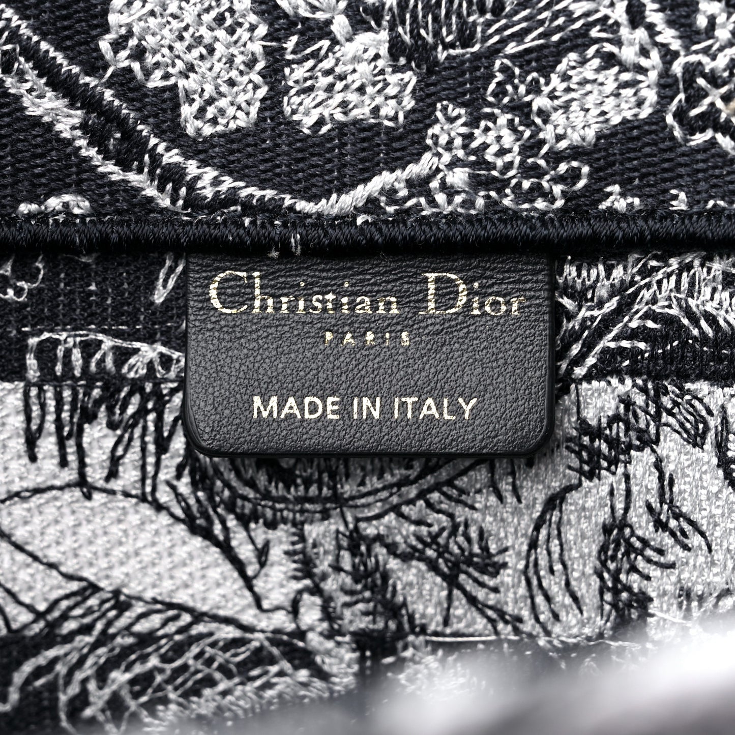 Canvas Embroidered Large Dioriviera Reverse Striped Toile De Jouy Book Tote Black White