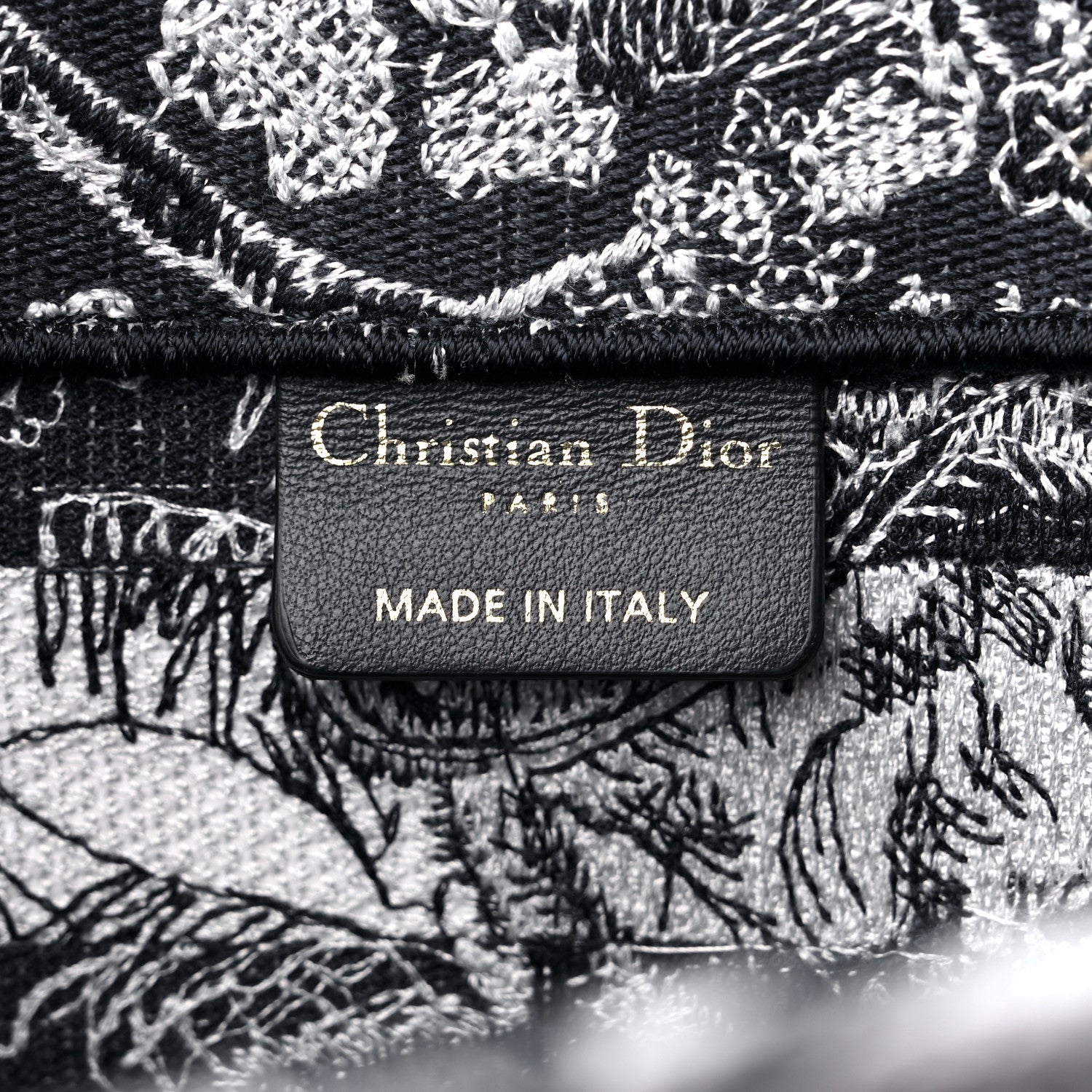 Christian Dior Canvas Embroidered Large Dioriviera Reverse Striped Toile De Jouy Book Tote Black White 6 of 10