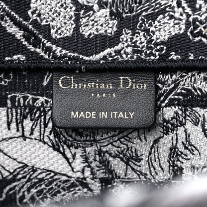 Christian Dior Canvas Embroidered Large Dioriviera Reverse Striped Toile De Jouy Book Tote Black White 6 of 10