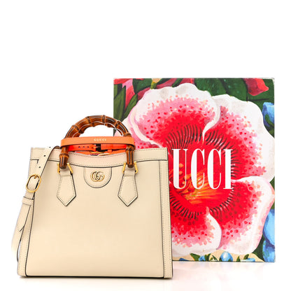 Gucci Wonka Grain Calfskin Small Diana Tote Bag Mystic White Orange Fluo 11 of 11