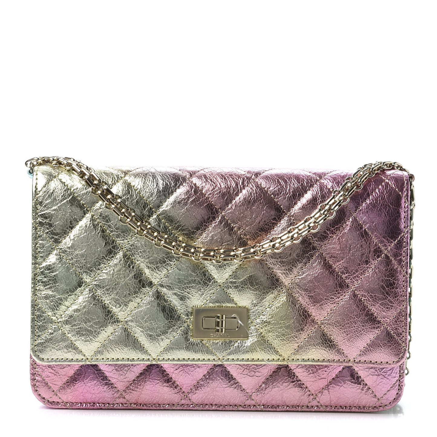Metallic Goatskin Quilted 2.55 Reissue Wallet on Chain WOC Multicolor