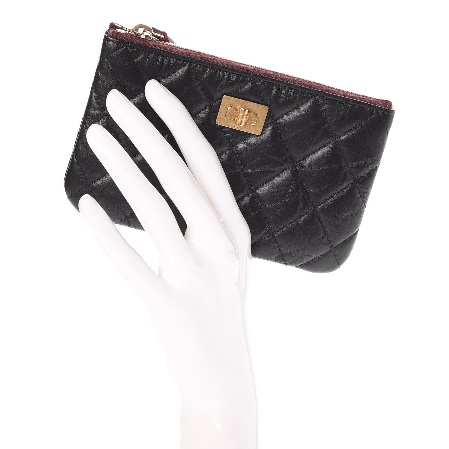 Chanel Aged Calfskin Quilted Small Reissue Cosmetic Case Black 2 of 8
