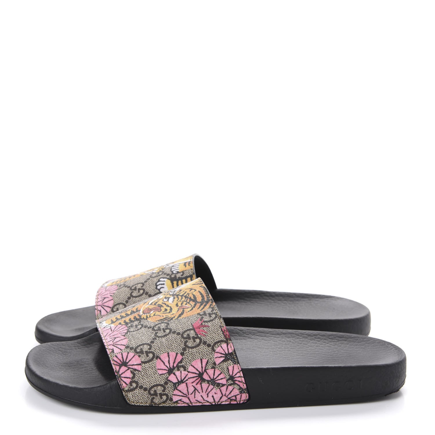 Gucci GG Supreme Monogram Bengal Womens Slide Sandals 40 Beige Crop Pink 3 of 9