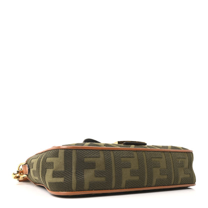 Fendi Canvas Vitello King FF Embroidered Baguette Amazzonia Cuoio 4 of 10