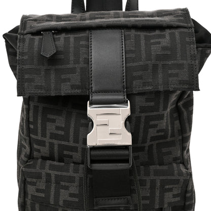 Fendi Recycled Fabric Jacquard Vitello Astro FF 1974 Small Fendiness Backpack Asfalto Black 7 of 9