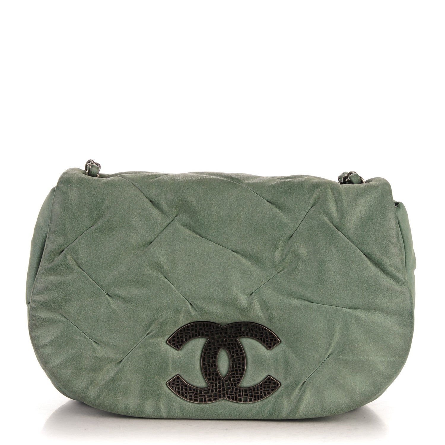 Chanel Iridescent Calfskin Glint Flap Green 1 of 8