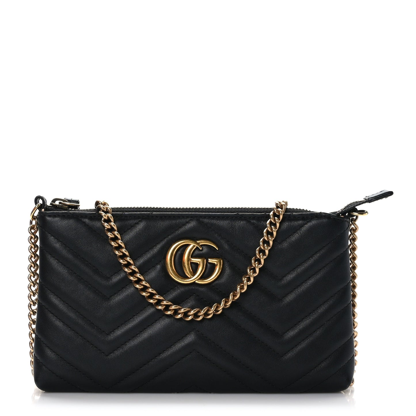 Calfskin Matelasse Mini GG Marmont Chain Bag Black