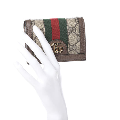 Gucci GG Supreme Monogram Web Ophidia Card Case Beige New Acero 2 of 8