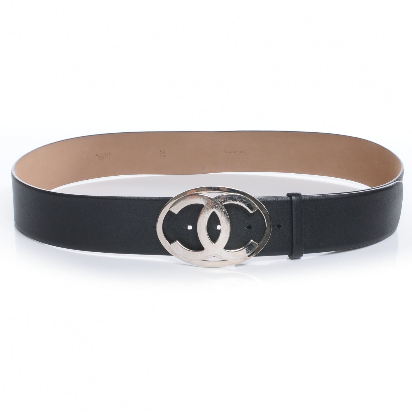 Leather CC Buckle Belt 95 38 Black