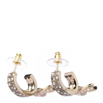 Chanel Crystal Pearl CC Drop Earrings Gold 3 of 4