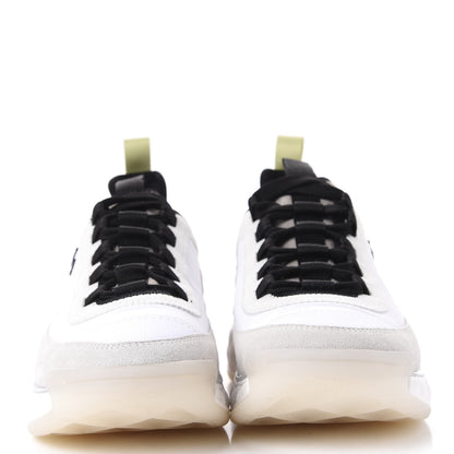 Chanel Nylon Calfskin Suede CC Sneakers 38.5 White Grey Yellow 2 of 10