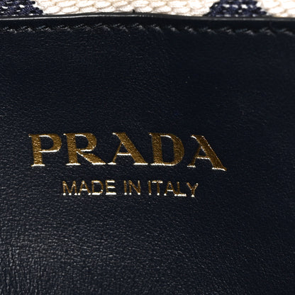 Prada Jacquard Saffiano Triangolo Symbole Embroidered Large Tote Baltico Talco 6 of 9