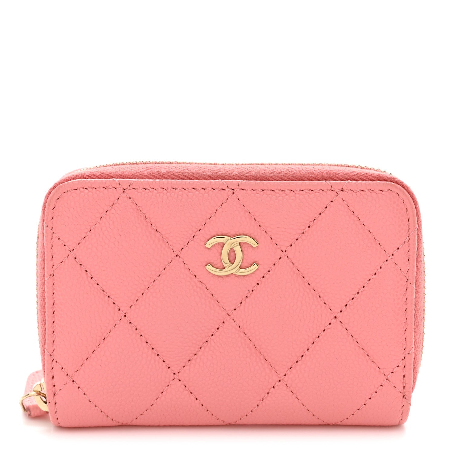 Chanel Caviar Quilted Zip Coin Purse Pink 1 of 9