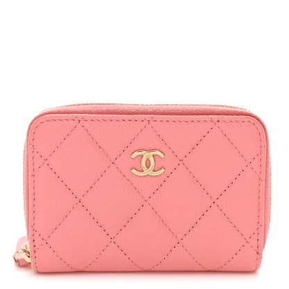 Chanel Caviar Quilted Zip Coin Purse Pink 1 of 9