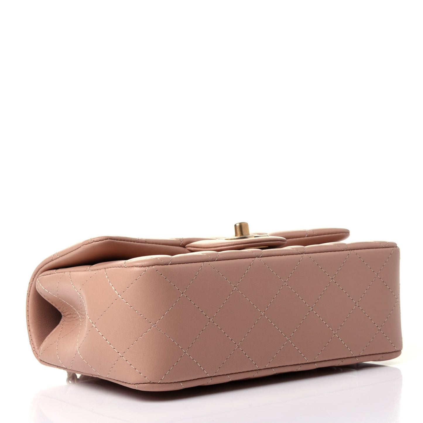 Lambskin Quilted Mini Top Handle Rectangular Flap Beige