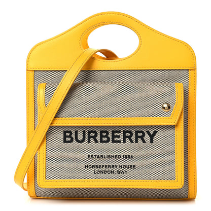 Burberry Canvas Smooth Calfskin Two Tone Mini Pocket Bag Deep Saffron 1 of 12