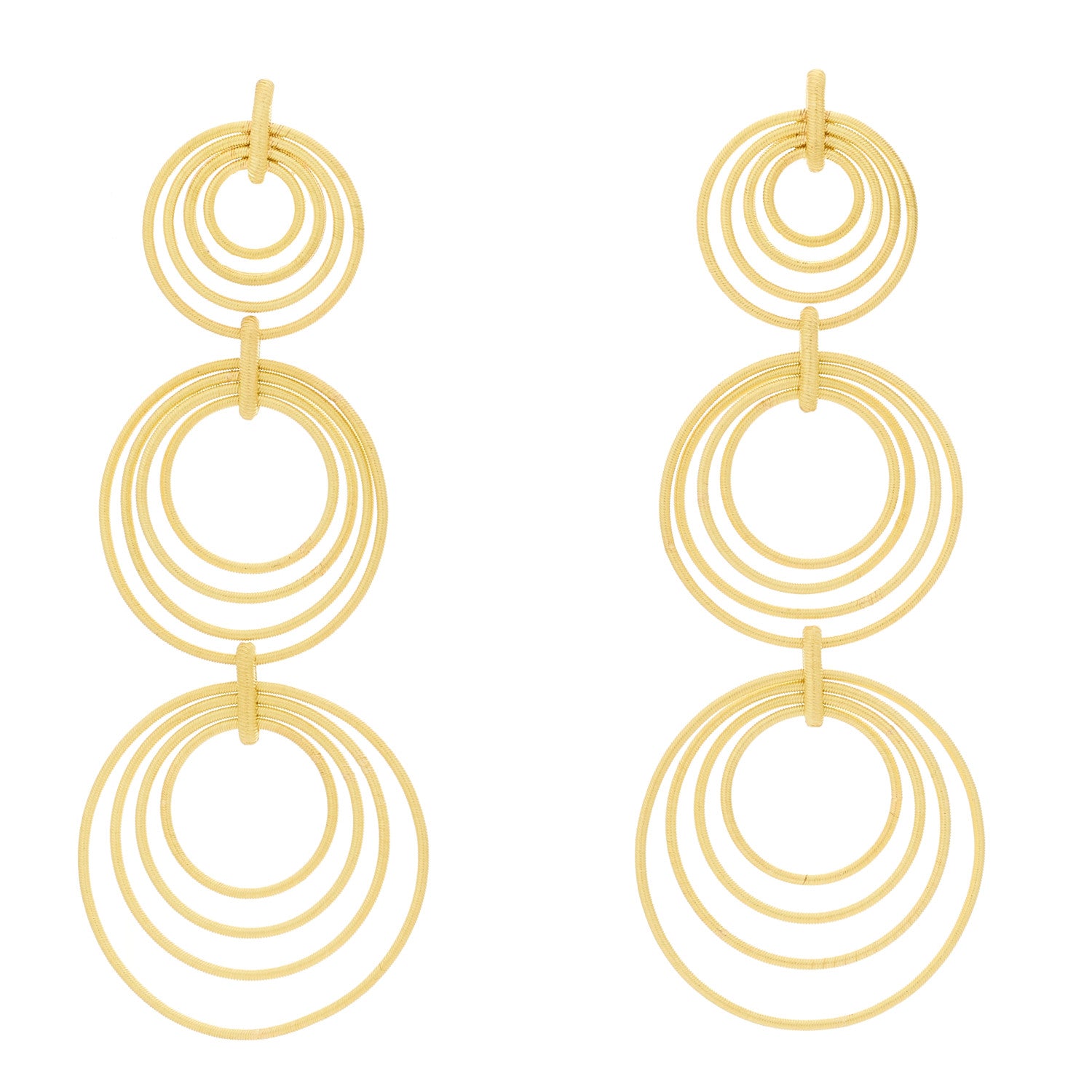 Buccellati 18K Yellow Gold Hawaii Waikiki Circle Drop Earrings 1 of 5