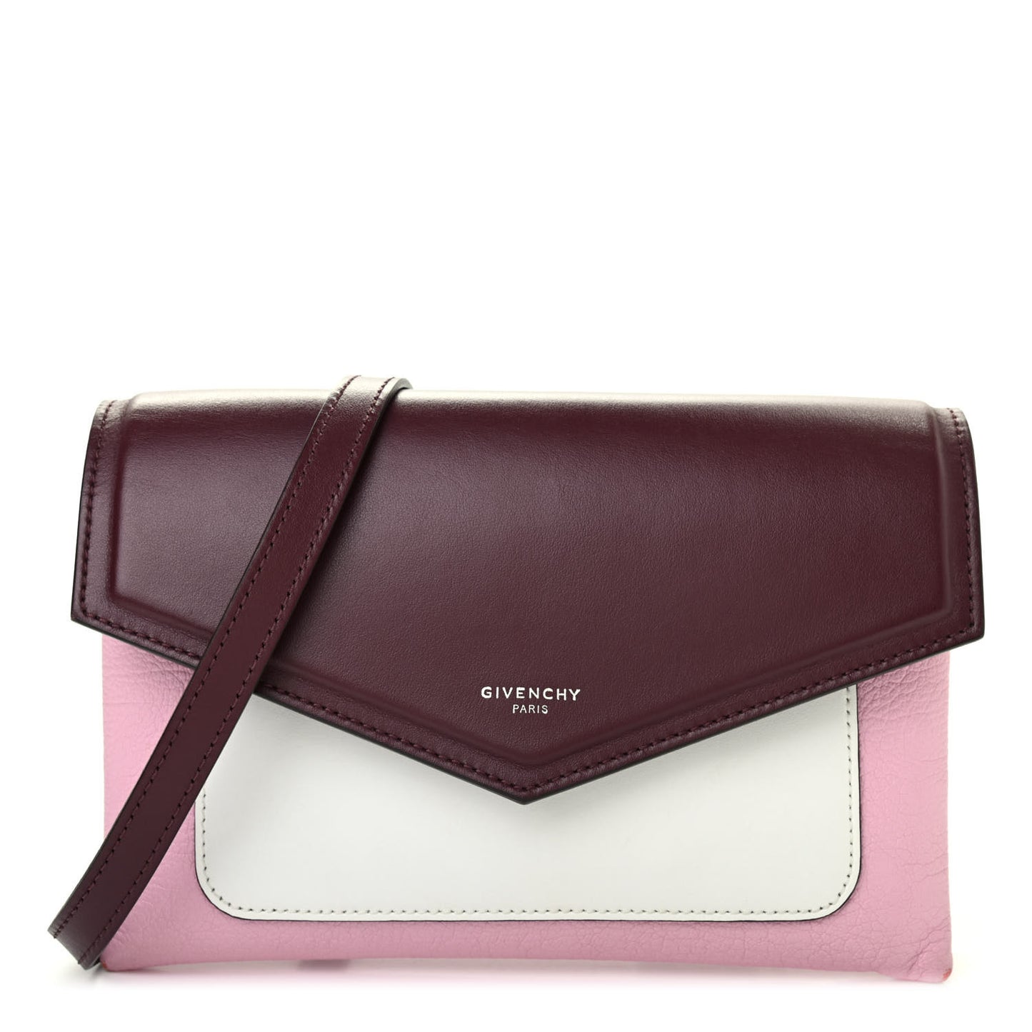 Calfskin Duetto Crossbody Bag Burgundy Pink