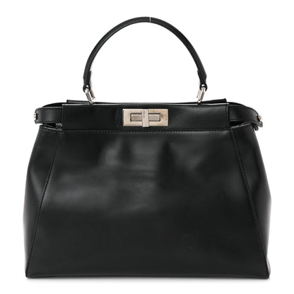 Fendi Vitello Seta Snakeskin Crocodile Monster Eyes Medium Peekaboo Iconic Satchel Black Girasole 1 of 12